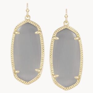 Kendra Scott Elle Gold Drop Earrings in Slate Cats Eye Dangle